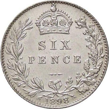 Reverse Sixpence 1898 TB - Silver Coin Value - United Kingdom, Victoria