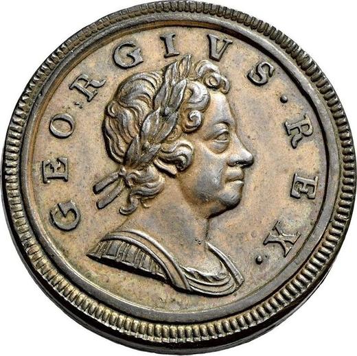 Anverso Medio Penique 1717 "Primer busto laureado" - valor de la moneda  - Gran Bretaña, Jorge I