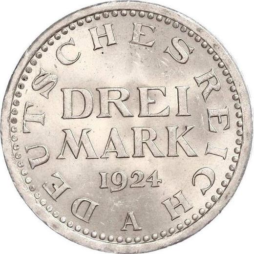 Реверс монеты - 3 марки 1924 года A "Тип 1924-1925" - цена серебряной монеты - Германия, Bеймарская республика