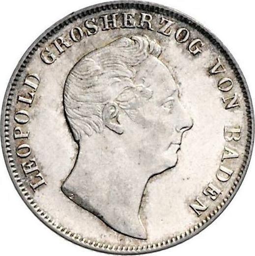 Obverse 1/2 Gulden 1843 D - Silver Coin Value - Baden, Leopold