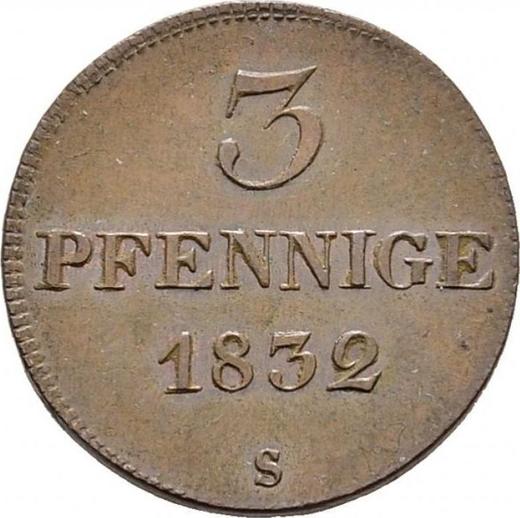 Revers 3 Pfennige 1832 S - Münze Wert - Sachsen-Albertinische, Anton