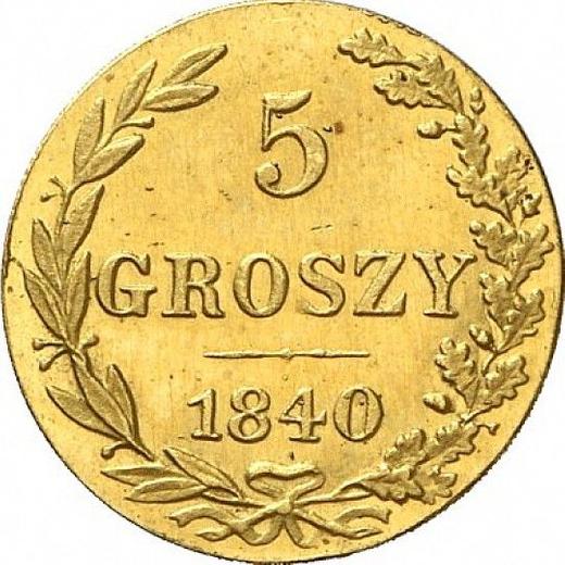 Reverse 5 Groszy 1840 MW Gold Restrike - Gold Coin Value - Poland, Russian protectorate