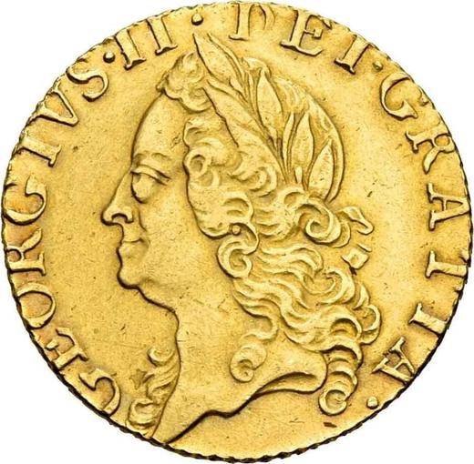 Аверс монеты - 1/2 гинеи 1759 года "Портрет в старости" - цена золотой монеты - Великобритания, Георг II