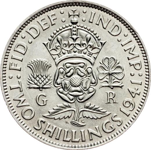 Реверс монеты - Флорин (2 шиллинга) 1941 года HP - цена серебряной монеты - Великобритания, Георг VI