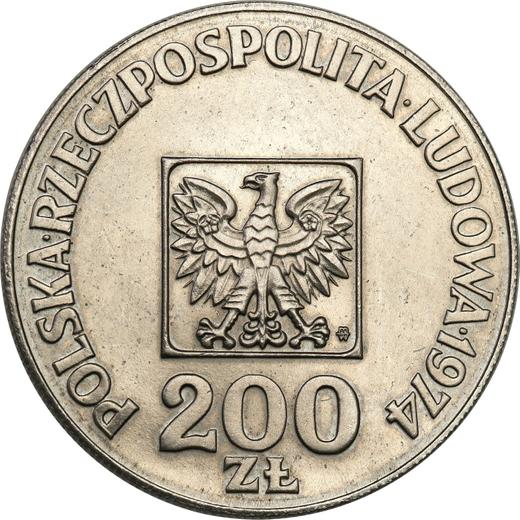 Obverse Pattern 200 Zlotych 1974 MW JMN "30 years of Polish People's Republic" Nickel - Coin Value - Poland, Peoples Republic