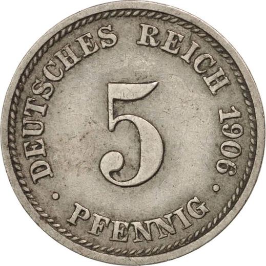 Obverse 5 Pfennig 1906 D "Type 1890-1915" - Coin Value - Germany, German Empire