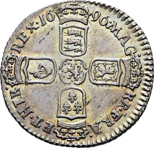 Reverse Sixpence 1696 y "First laureated bust" Early harp Lowercase "y" - Silver Coin Value - United Kingdom, William III
