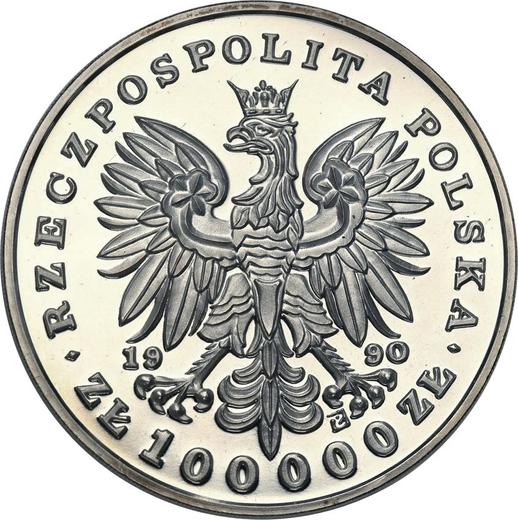Obverse 100000 Zlotych 1990 "200th Anniversary of the Death of Tadeusz Kosciuszko" - Silver Coin Value - Poland, III Republic before denomination