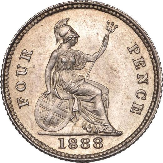 Реверс монеты - 4 пенса (1 Грот) 1888 года "Юбилейный портрет" - цена серебряной монеты - Великобритания, Виктория