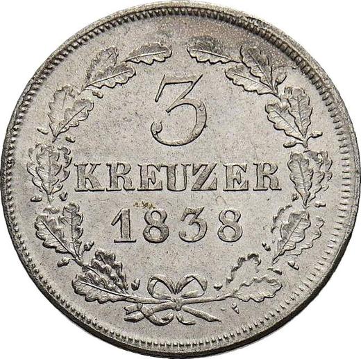 Reverso 3 kreuzers 1838 - valor de la moneda de plata - Sajonia-Coburgo-Gotha, Ernesto I