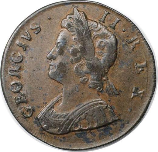 Awers monety - 1/2 pensa 1734 "Portret w młodych latach" - cena  monety - Wielka Brytania, Jerzy II