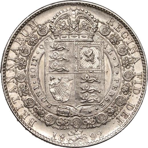 Реверс монеты - 1/2 кроны (Полукрона) 1892 года JEB "Юбилейный портрет" - цена серебряной монеты - Великобритания, Виктория
