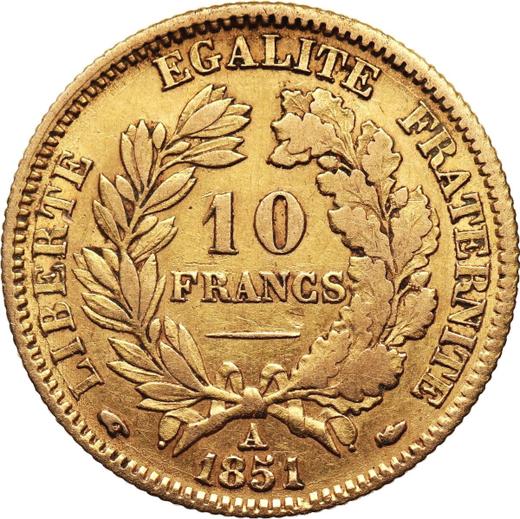 Reverse 10 Francs 1851 A "Type 1850-1851" - Gold Coin Value - France, Second Republic