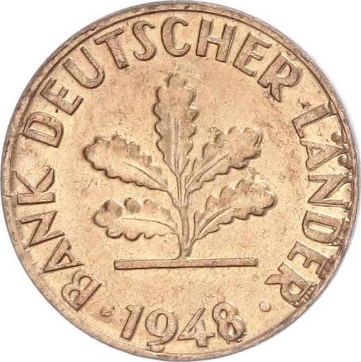 Реверс монеты - 1 пфенниг 1948 года J "Bank deutscher Länder" - цена монеты - Германия, ФРГ