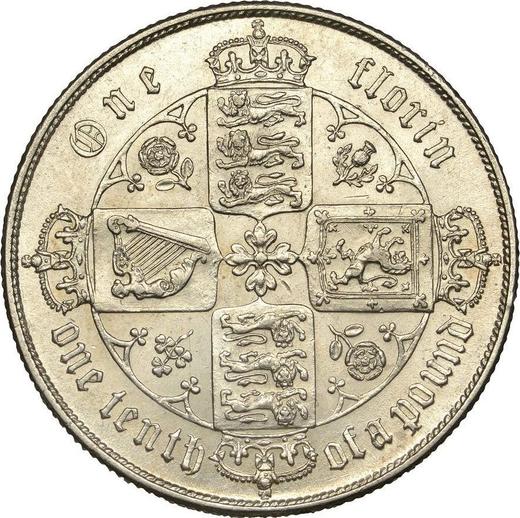 Revers 2 Schilling (Florin) 1864 WW "Gotisch" - Silbermünze Wert - Großbritannien, Victoria