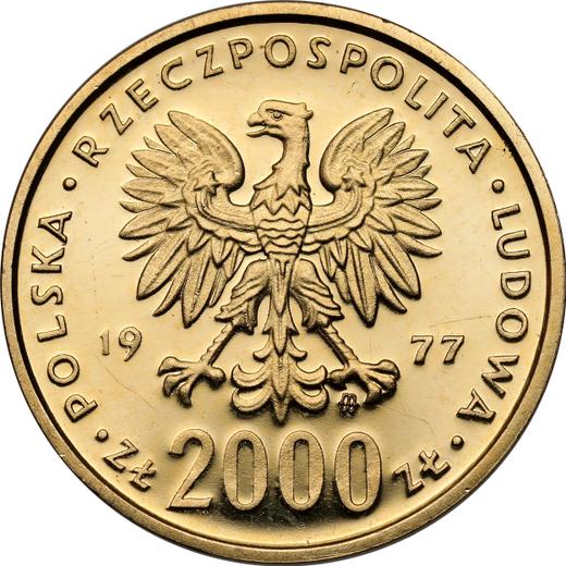 Obverse 2000 Zlotych 1977 MW "Fryderyk Chopin" Gold - Gold Coin Value - Poland, Peoples Republic