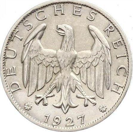 Obverse 1 Reichsmark 1927 A - Silver Coin Value - Germany, Weimar Republic