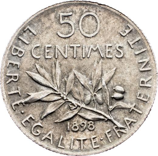 Реверс монеты - 50 сантимов 1898 года "Сеятель" - цена серебряной монеты - Франция, Третья республика