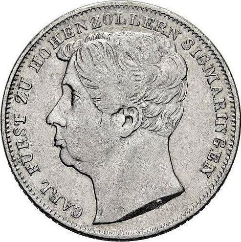 Аверс монеты - 1/2 гульдена 1842 года D - цена серебряной монеты - Гогенцоллерн-Зигмаринген, Карл