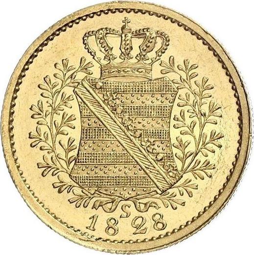 Reverso Ducado 1828 S - valor de la moneda de oro - Sajonia, Antonio