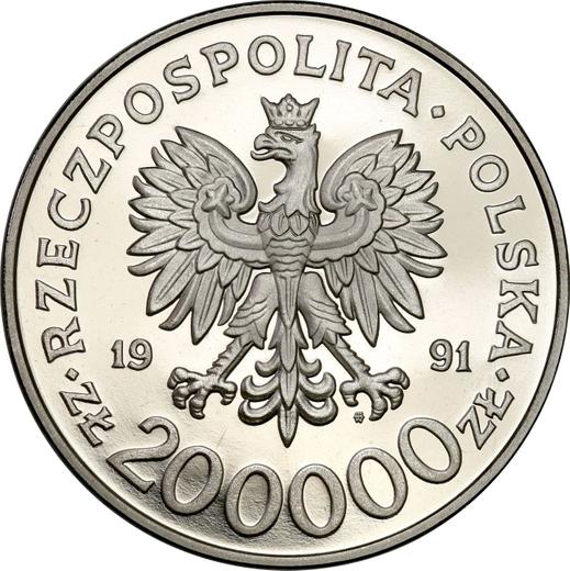 Avers Probe 200000 Zlotych 1991 MW ET "Skifahren" Nickel - Münze Wert - Polen, III Republik Polen vor Stückelung