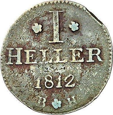 Reverse 1 Heller 1812 BH "Type 1808-1812" -  Coin Value - Frankfurt, Karl Theodor von Dalberg