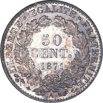 Reverse 50 Centimes 1871 A "Type 1871-1895" - Silver Coin Value - France, Third Republic