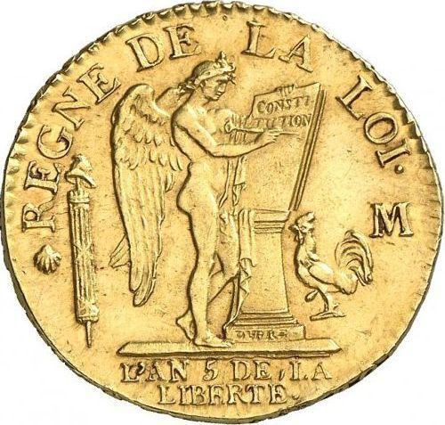 Rewers monety - Louis d'or 1793 M - cena złotej monety - Francja, Ludwik XVI
