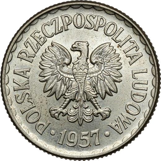Awers monety - Próba 1 złoty 1957 Nowe srebro - cena  monety - Polska, PRL