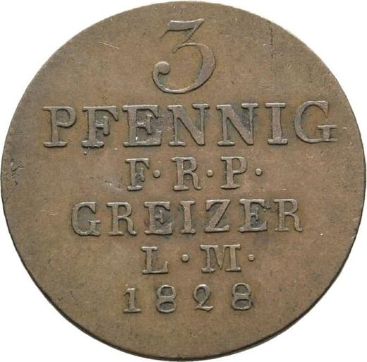 Reverse 3 Pfennig 1828 -  Coin Value - Reuss-Greiz, Heinrich XIX