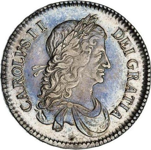 Awers monety - 1/2 korony 1663 "Pierwszy wieniec na biuście" - cena srebrnej monety - Wielka Brytania, Karol II