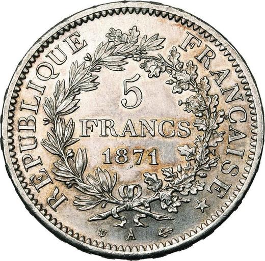 Reverse 5 Francs 1871 A "Hercules" Trident - Silver Coin Value - France, Third Republic