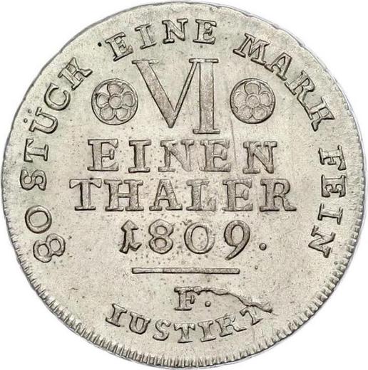 Reverse 1/6 Thaler 1809 F - Silver Coin Value - Westphalia, Jérôme Napoléon