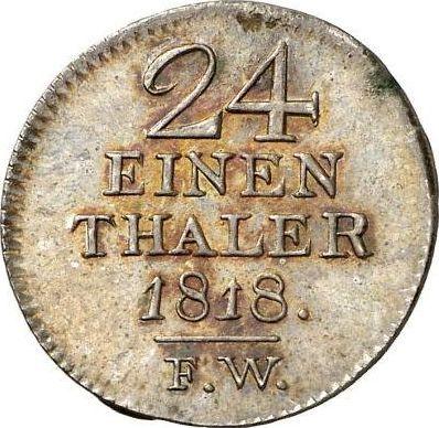 Reverse 1/24 Thaler 1818 F.W. - Silver Coin Value - Waldeck-Pyrmont, George Heinrich