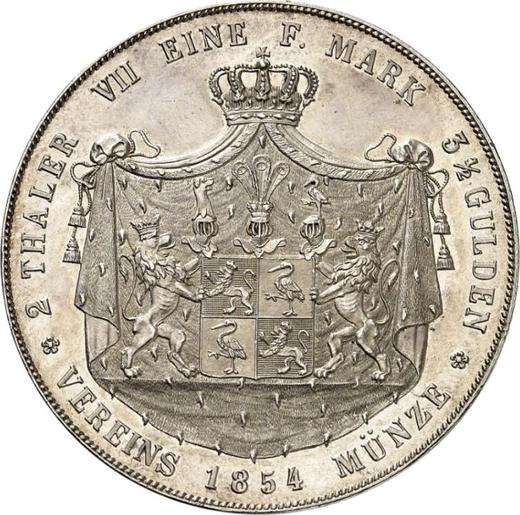 Reverse 2 Thaler 1854 A - Silver Coin Value - Reuss-Schleiz, Heinrich LXII