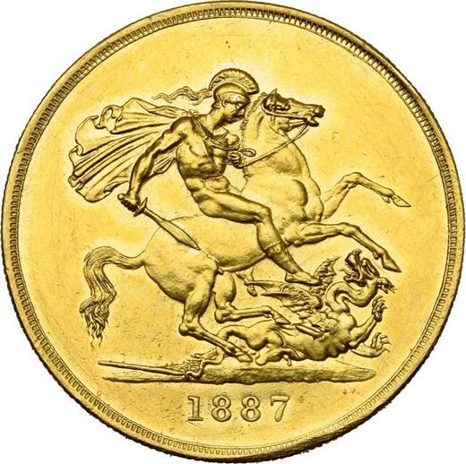 Reverse Five Pounds 1887 JEB "Jubilee Head" - Gold Coin Value - United Kingdom, Victoria