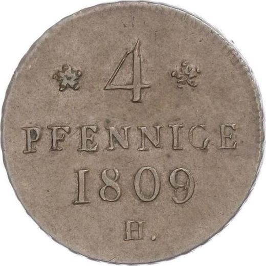 Reverse 4 Pfennig 1809 H - Coin Value - Saxony-Albertine, Frederick Augustus I