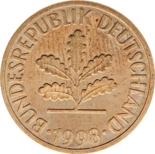 Reverse 2 Pfennig 1998 J - Coin Value - Germany, FRG