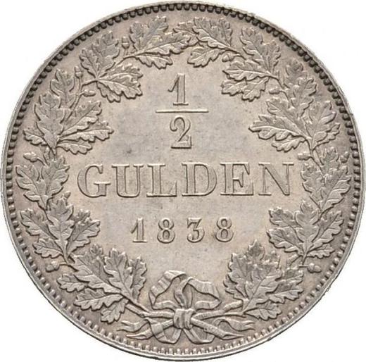 Reverse 1/2 Gulden 1838 - Silver Coin Value - Nassau, William