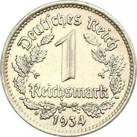 Awers monety - 1 reichsmark 1934 G "Typ 1933-1939" - cena  monety - Niemcy, III Rzesza