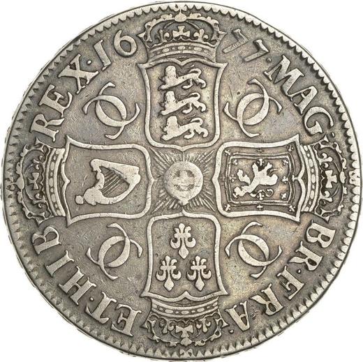 Rewers monety - 1 korona 1677 "Trzeci popiersie z wieniec laurowy" - cena srebrnej monety - Wielka Brytania, Karol II