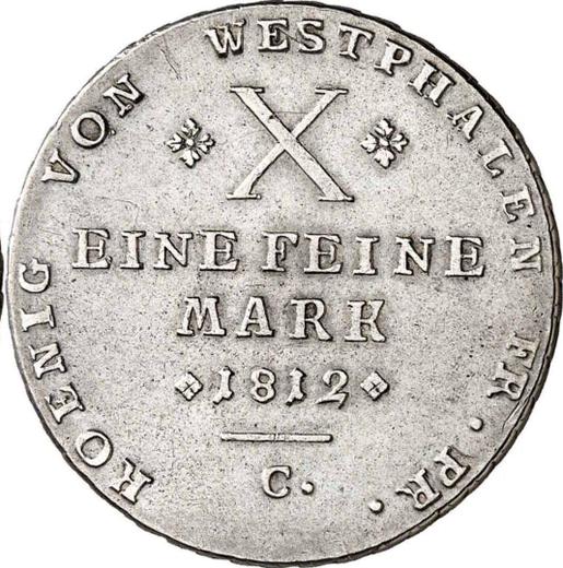 Rewers monety - Talar 1812 C "Mały wieniec laurowy" - cena srebrnej monety - Westfalia, Hieronim Napoleon