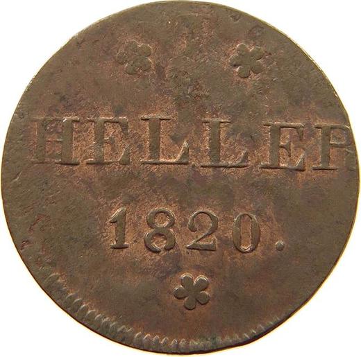 Reverse 1 Heller 1820 F G.B. -  Coin Value - Frankfurt am Main, Free City
