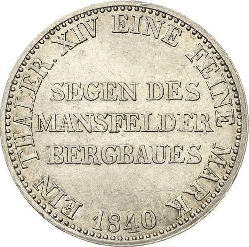 Reverse Thaler 1840 A "Mining" - Silver Coin Value - Prussia, Frederick William III