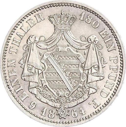 Reverso 1/6 tálero 1864 B - valor de la moneda de plata - Sajonia-Coburgo-Gotha, Ernesto II