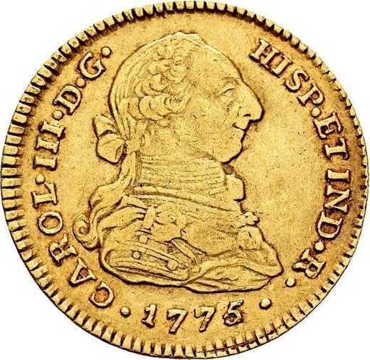 Awers monety - 2 escudo 1775 P JS - cena złotej monety - Kolumbia, Karol III
