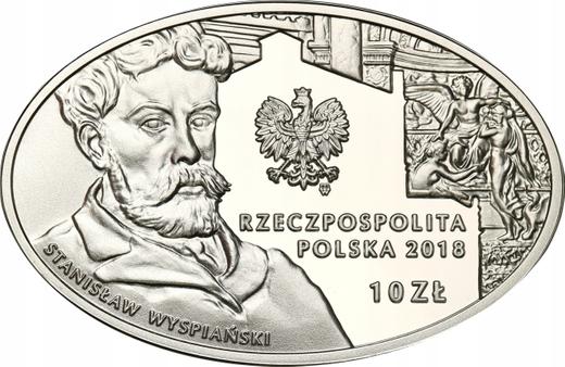 Obverse 10 Zlotych 2018 "125th Anniversary of the Juliusz Slowacki Theatre in Cracow" - Silver Coin Value - Poland, III Republic after denomination