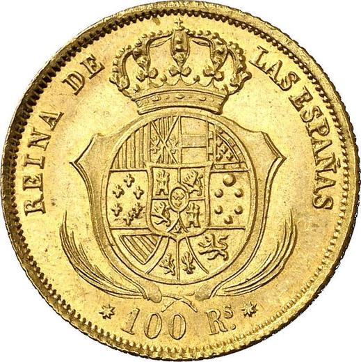 Reverse 100 Reales 1855 "Type 1851-1855" 7-pointed star - Gold Coin Value - Spain, Isabella II