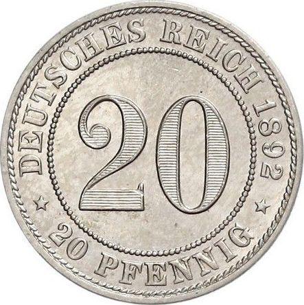Anverso 20 Pfennige 1892 A "Tipo 1890-1892" - valor de la moneda - Alemania, Imperio alemán