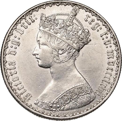 Avers 2 Schilling (Florin) 1867 WW "Gotisch" - Silbermünze Wert - Großbritannien, Victoria